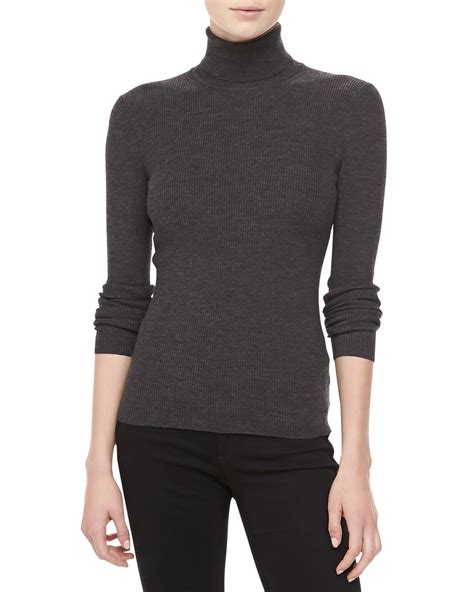 Michael Kors Collection Merino Wool Blend Rib Turtleneck 